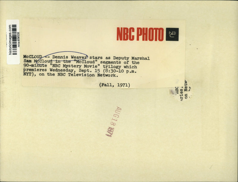 Load image into Gallery viewer, 1971 Press Photo "McCloud" - Dennis Weaver as Deputy Marshal Sam McCloud
