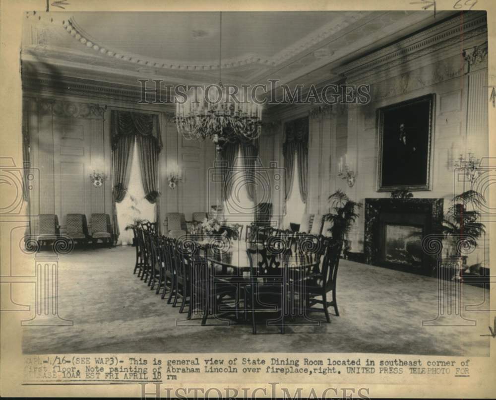 1952 Press Photo State Dining Room in the White House, Washington, D.C.- Historic Images