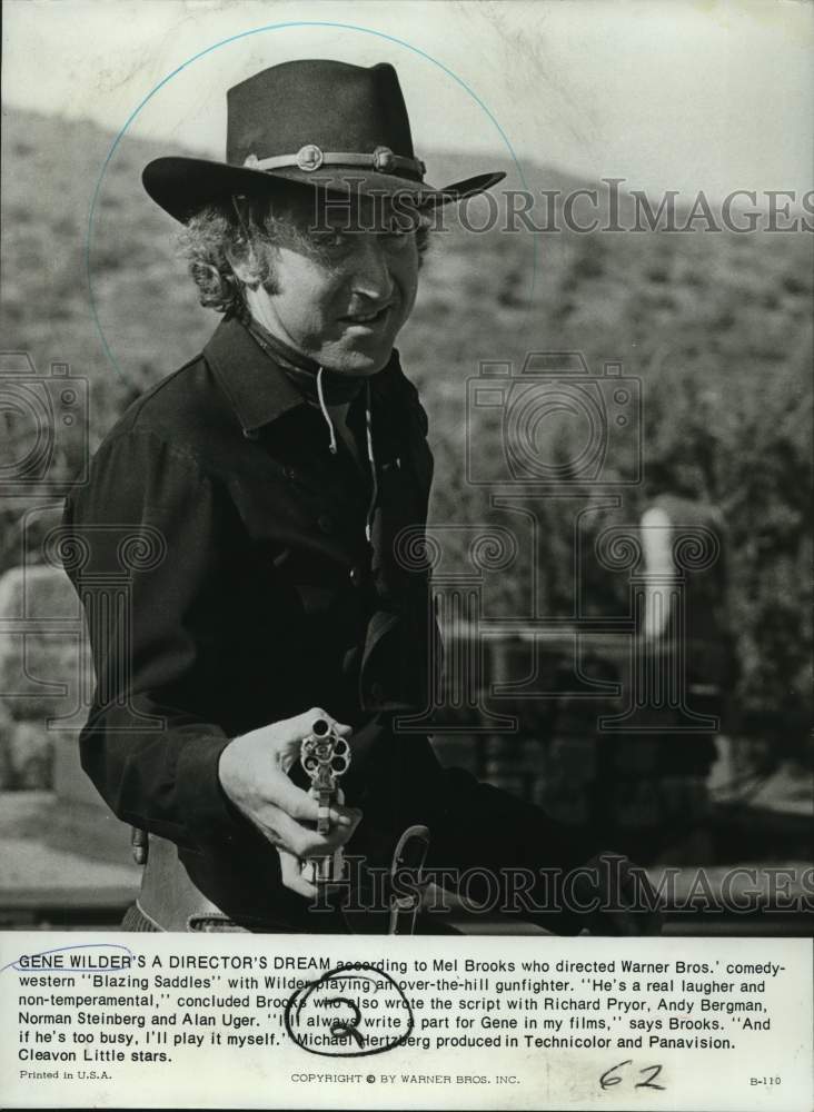 1975 Press Photo Actor Gene Wilder in &quot;Blazing Saddles&quot; - nox51082- Historic Images