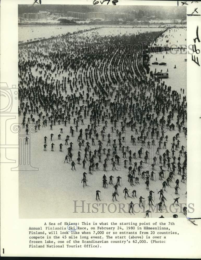 1979 Press Photo Aerial View of 7th Annual Finlandia Ski Race Starting Line- Historic Images