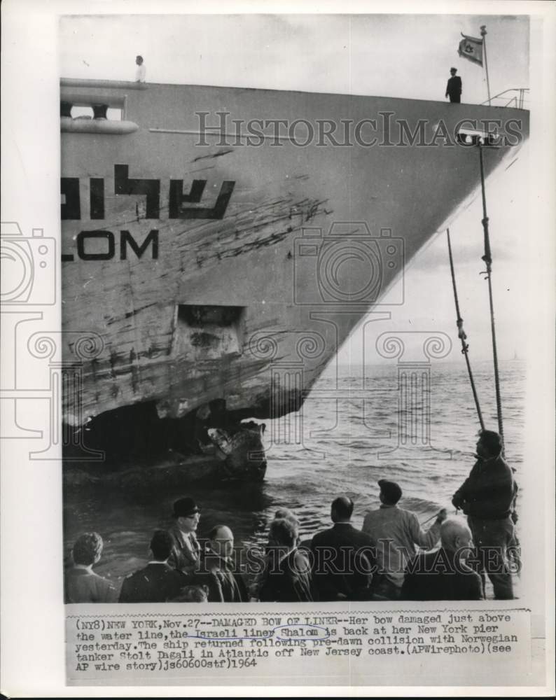 1964 Press Photo The Israeli liner Shalom is back at her New York pier yesterday- Historic Images