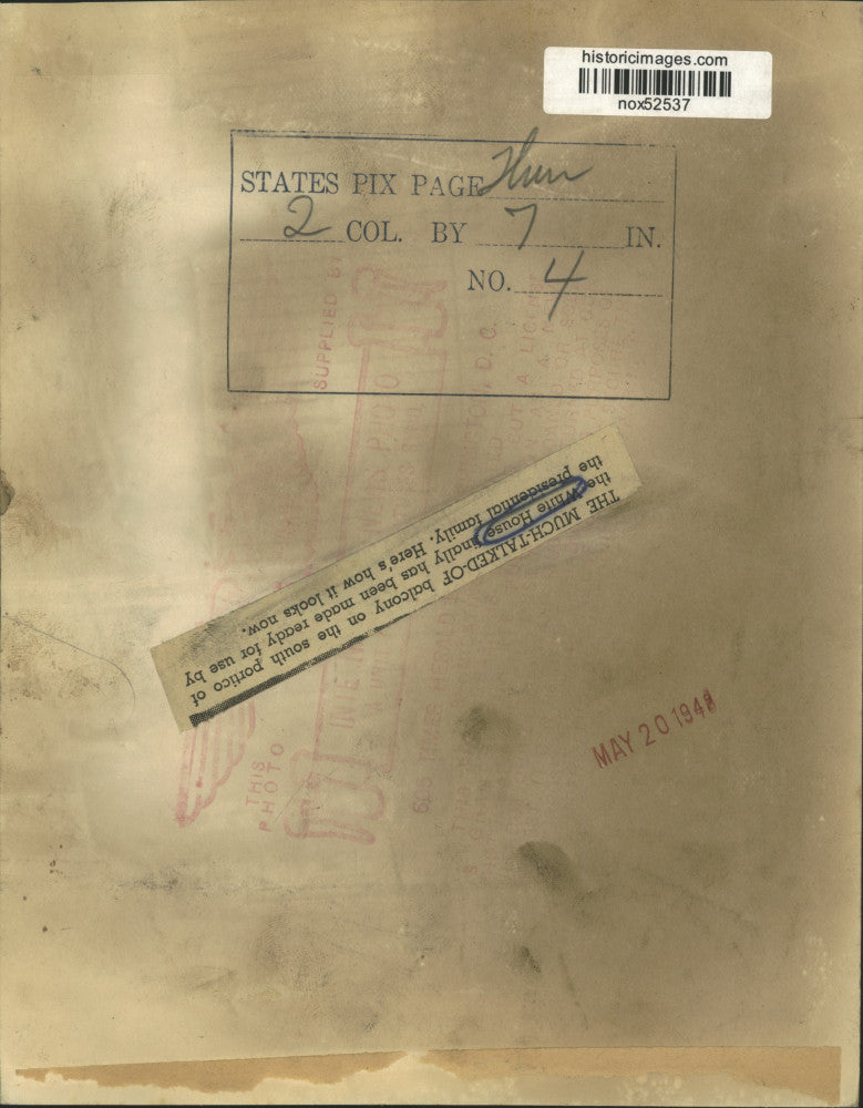 1948 Press Photo White House's Balcony on the South Portico - nox52537