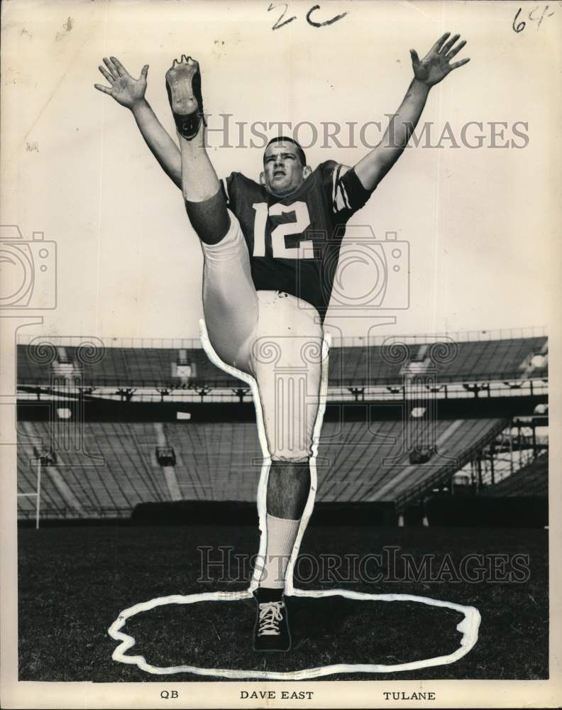 1964 Press Photo Tulane University Football Quarterback Dave East - nox56271- Historic Images