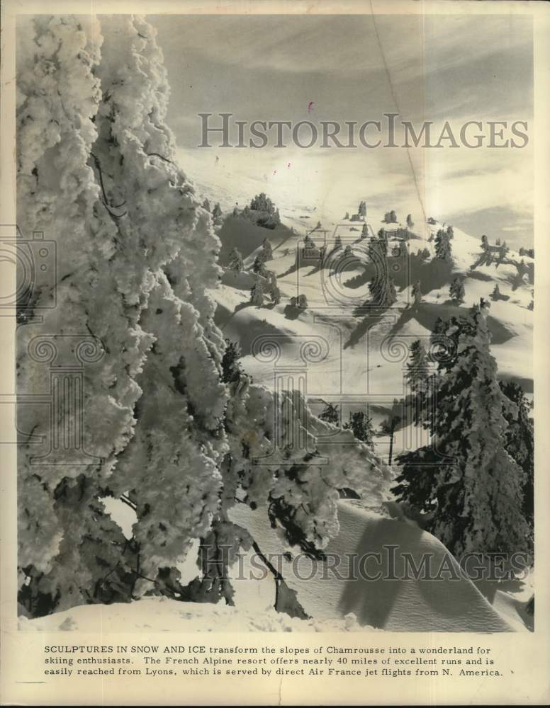 1972 Press Photo Snow transforms the slopes of Chamrousse into a wonderland.- Historic Images