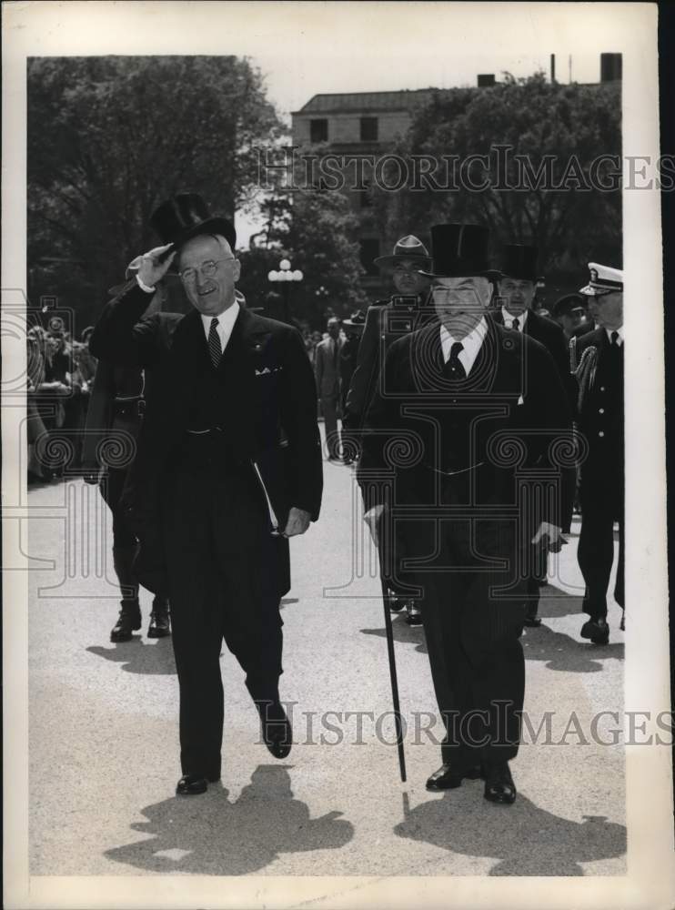 1947 Press Photo President Truman with Prime Minister MacKenzie King, Ottawa- Historic Images