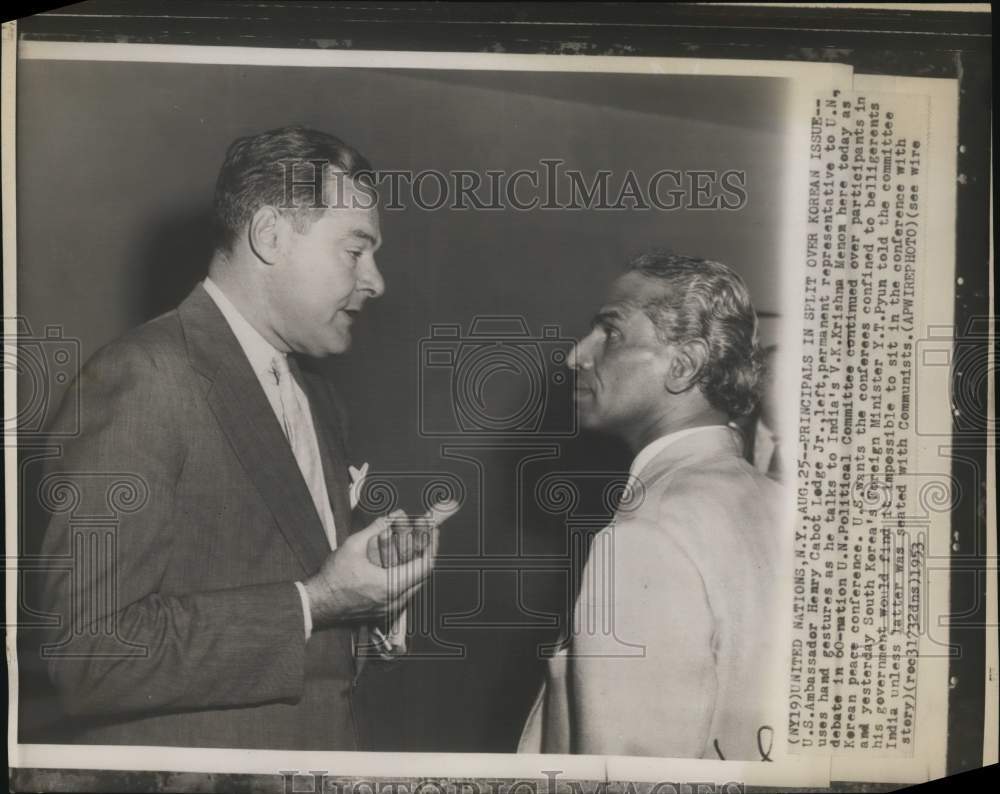 1953 Press Photo Principals in split over Korean issue at United Nations, NY