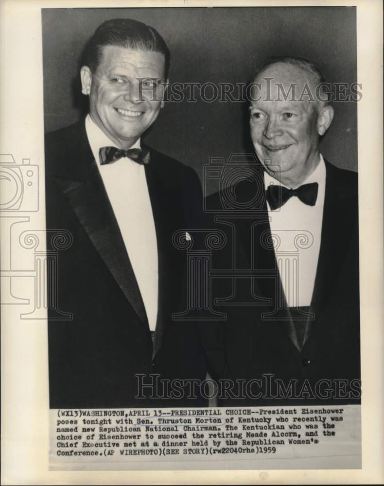 1959 Press Photo President Eisenhower and Thruston Morton at Washington dinner- Historic Images