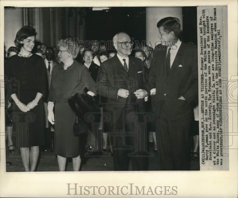 1961 Press Photo Former President and Mrs. Truman pose on White House portico- Historic Images