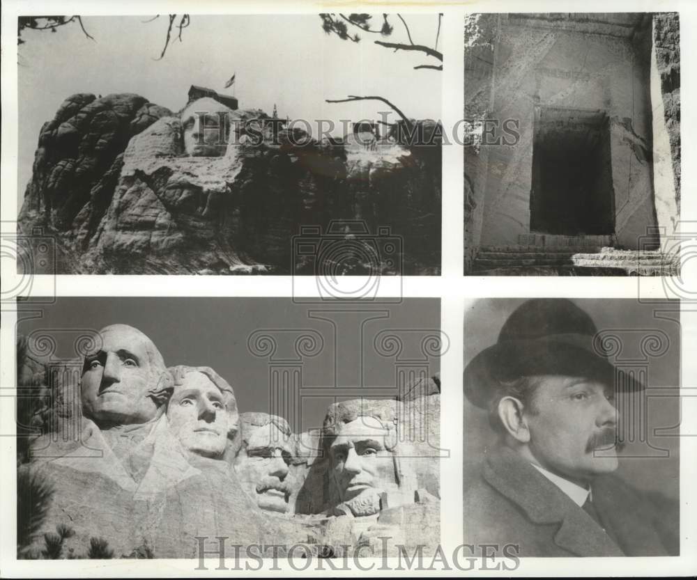 1976 Press Photo Mt. Rushmore sculptor Gutzon Borglum and presidents monument.- Historic Images