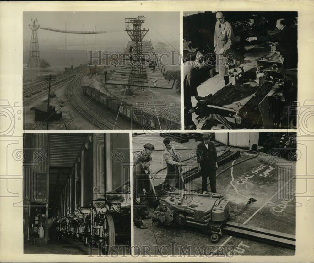 1947 Press Photo Workers and equipment involved in British coal production- Historic Images