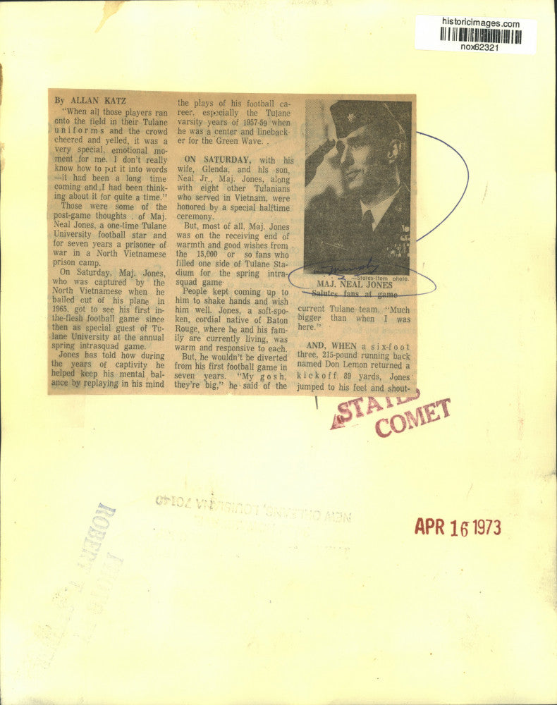 Load image into Gallery viewer, 1973 Press Photo Major Murphy Neal Jones, former North Vietnamese POW.
