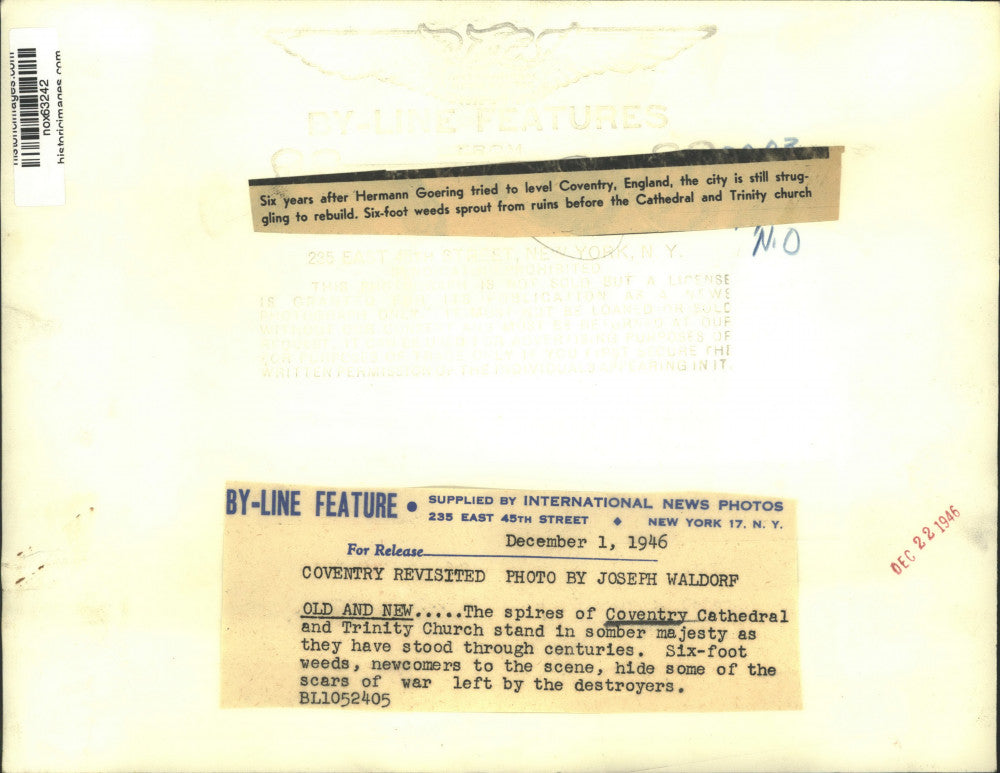 1946 Press Photo Six-foot weeds sprout from ruins of Coventry churches.