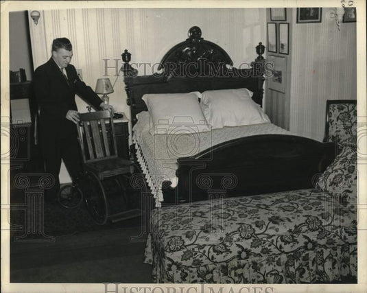 1946 Press Photo President Franklin D. Roosevelt's bedroom at Hyde Park.- Historic Images