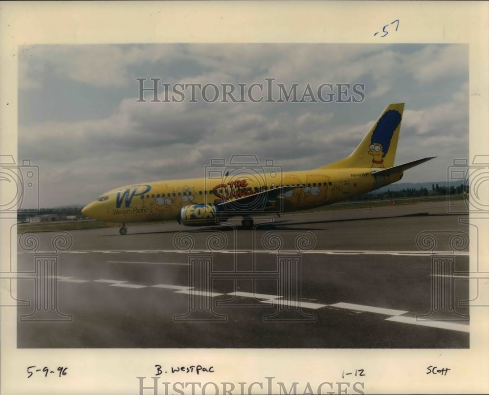 1995 Press Photo Western Pacific Airlines plane on tarmac - ora99099- Historic Images