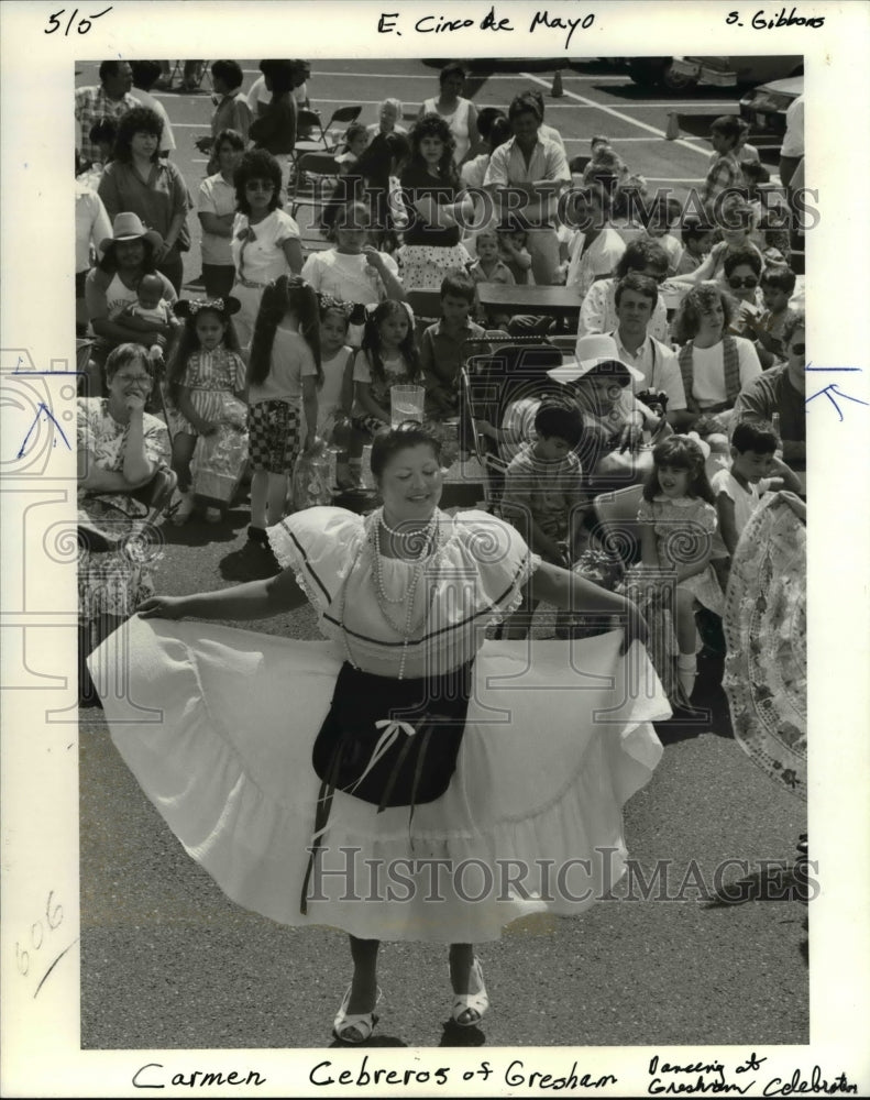1990 Press Photo Cinco De Mayo Festival, Carmen Cebreros Of Gresham Dances- Historic Images