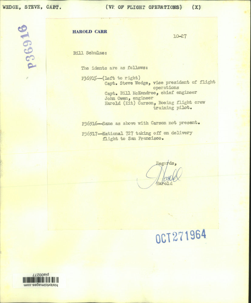 1964 Press Photo Steve Wedge, Bill McKendree & John Owen, "National" aircraft