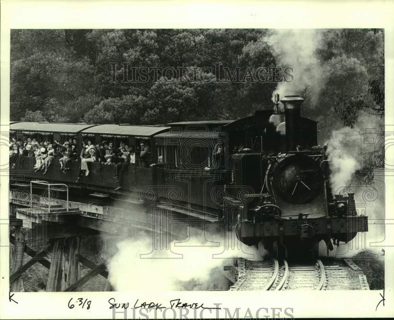 Load image into Gallery viewer, 1977 Press Photo Passengers in "Puffing Billy" train, Australia - pia00427
