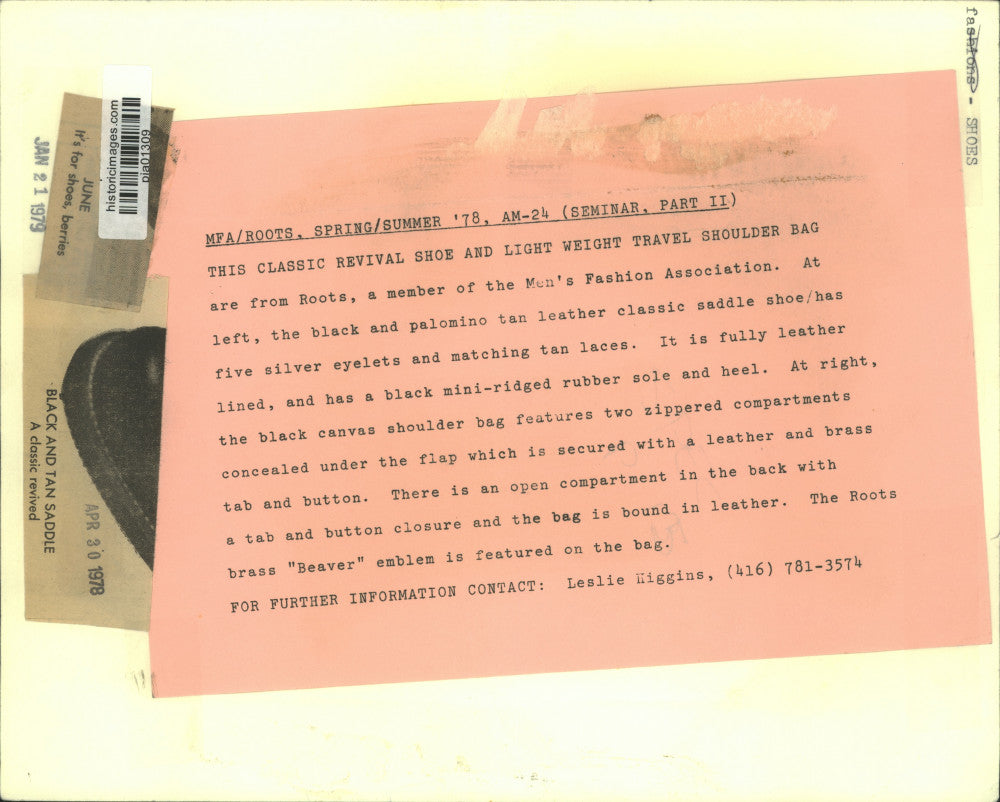 1978 Press Photo Classic revival shoe & travel shoulder bag from Roots