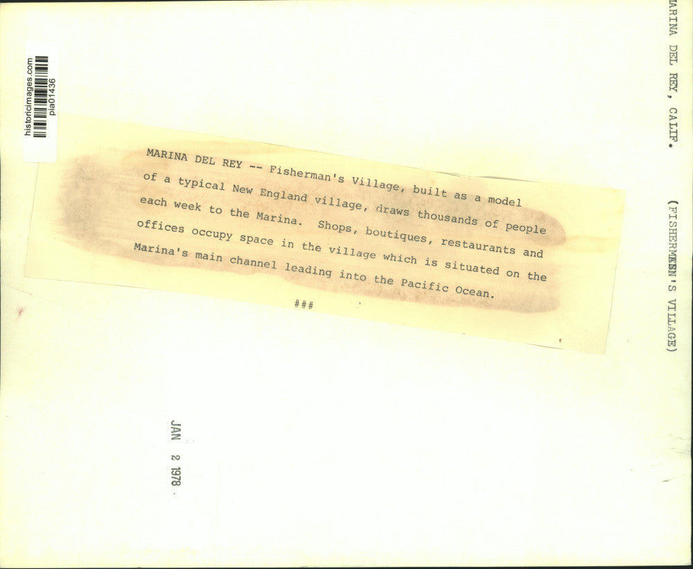 1978 Press Photo Fishermen's Village, Marina Del Rey, Los Angeles, California