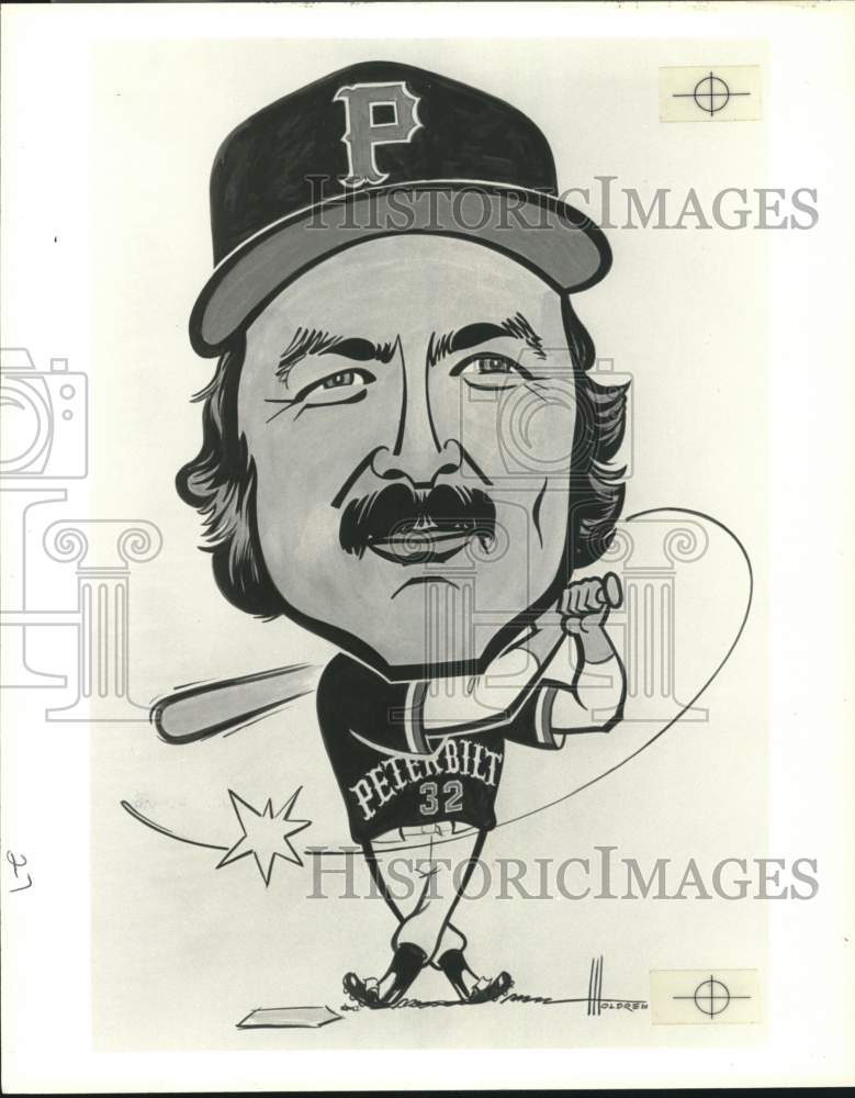 1983 Press Photo Caricature of Peterbilt softball player Butch Batt - pia02751- Historic Images