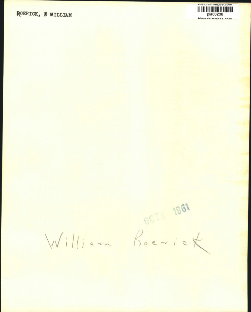 1961 Press Photo William Roerick - pia03238