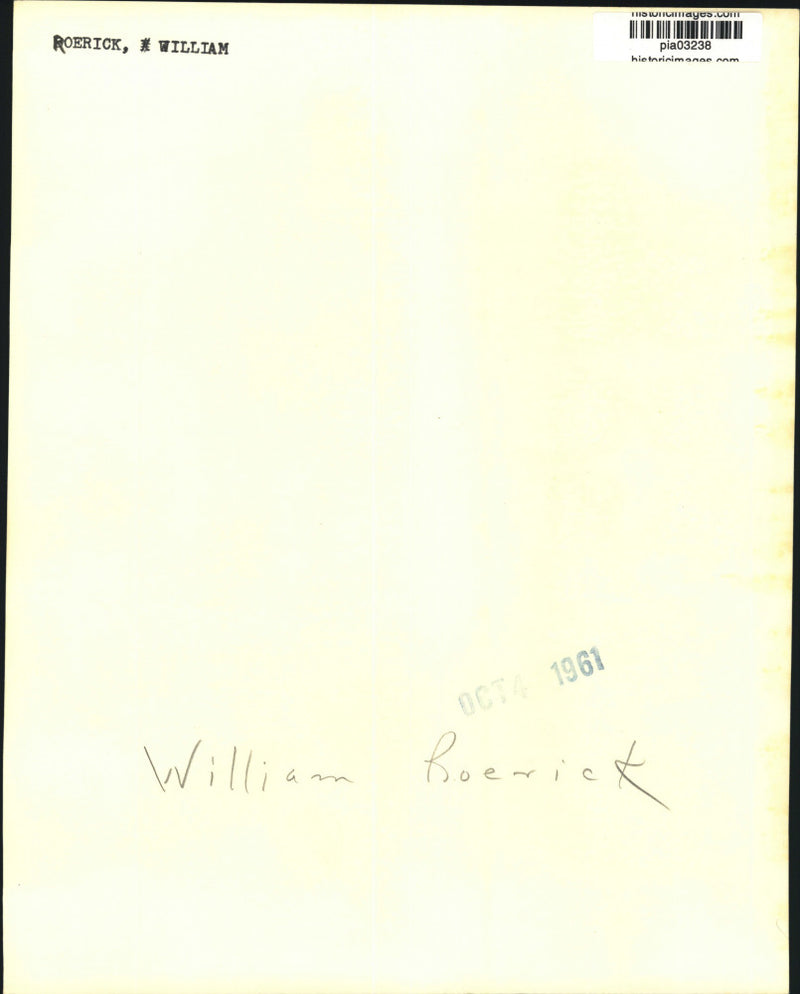 Load image into Gallery viewer, 1961 Press Photo William Roerick - pia03238

