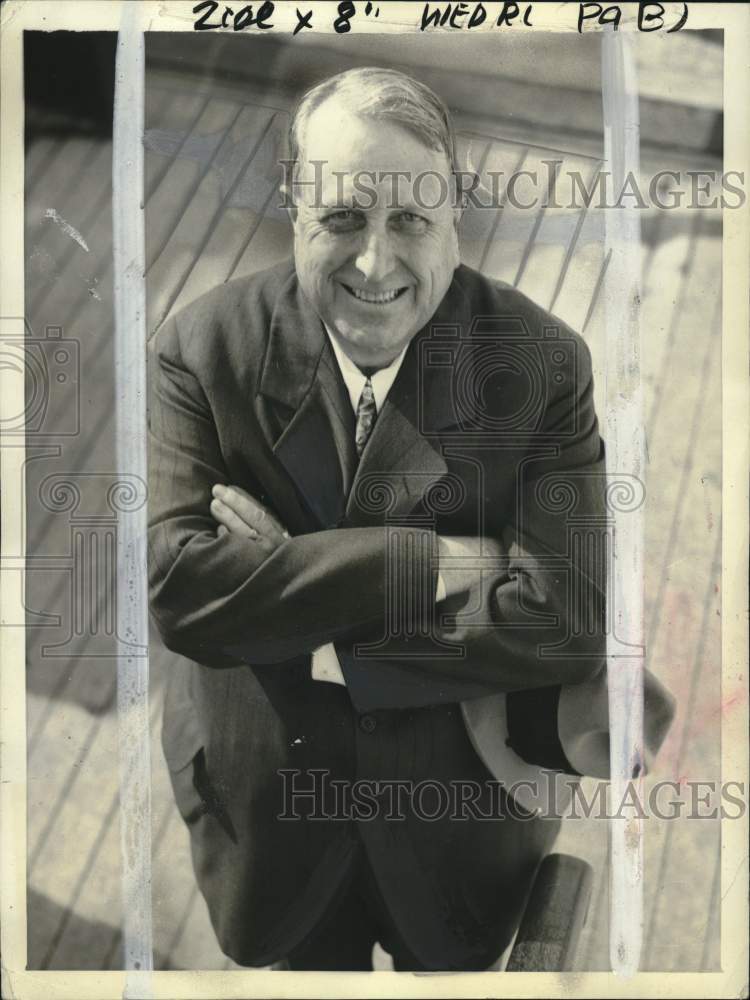 1934 Press Photo William Randolph Hearst aboard S.S. Bremen returns from Europe- Historic Images