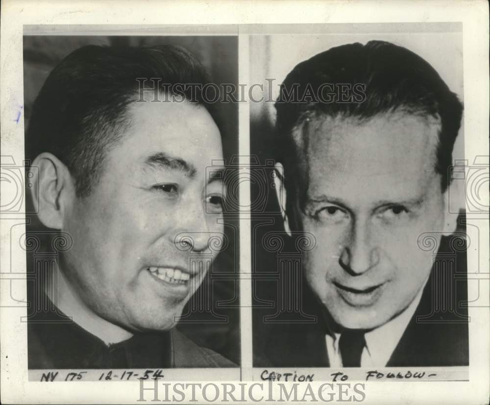 1954 Press Photo Chinese Premier Chou En-Lai &amp; other politician - pia05282- Historic Images