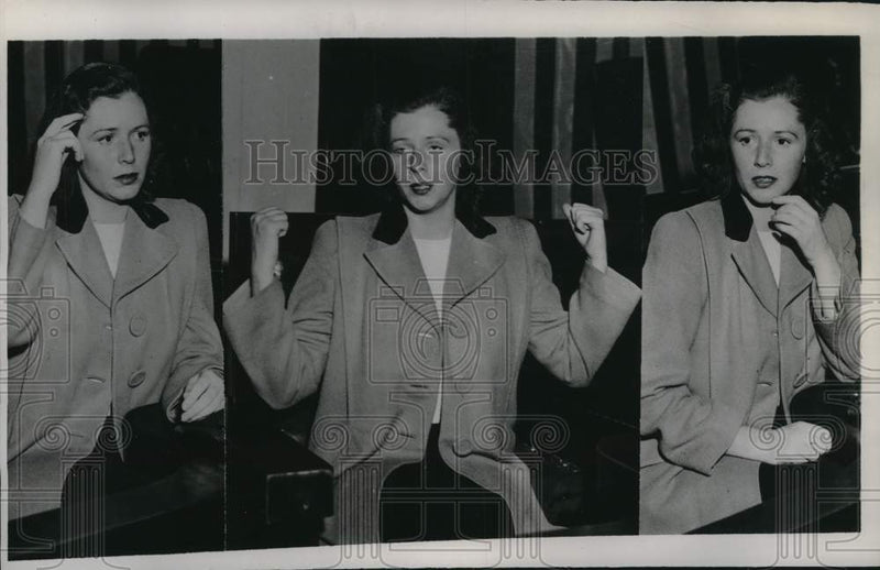 Load image into Gallery viewer, 1945 Press Photo Joan Barry on witness stand during court trial in California
