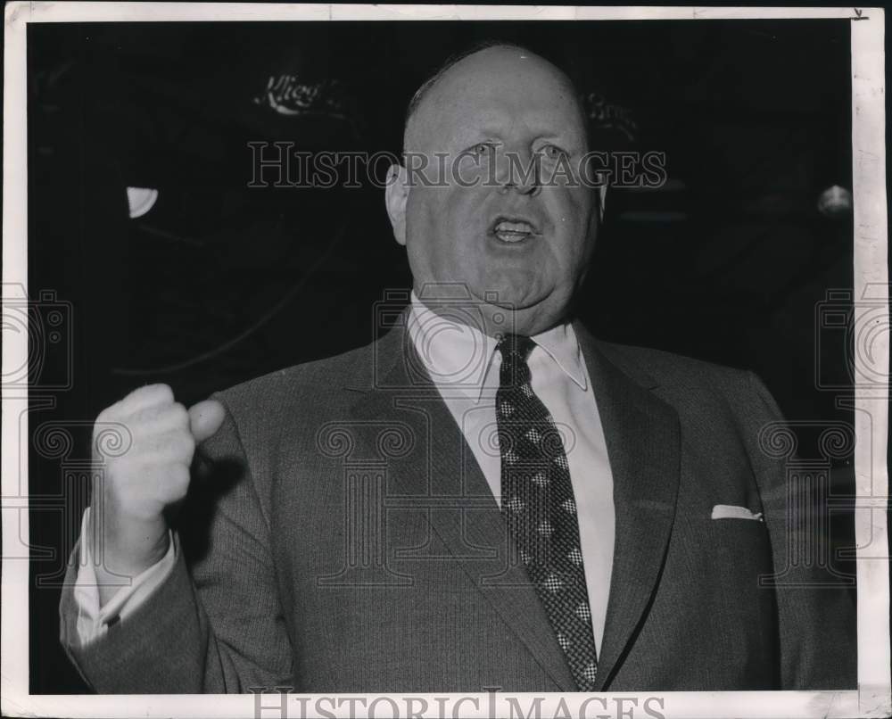 1957 Press Photo Teamsters Union President Dave Beck during television interview- Historic Images