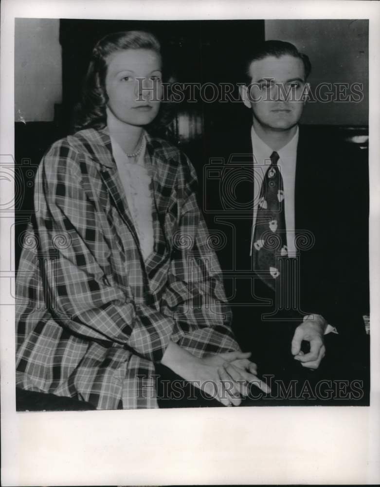 1949 Press Photo Robert Rutledge &amp; wife at Byron Hattman murder trial in Iowa- Historic Images