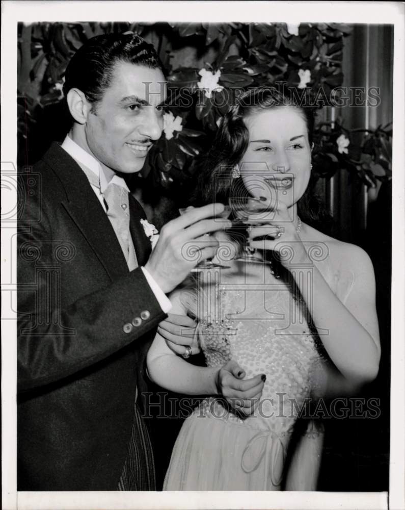 1950 Press Photo Egyptian Princess Fathia & her husband Riad Ghali, California