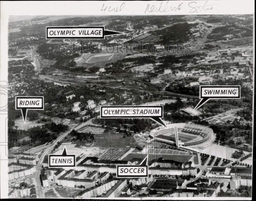 1952 Press Photo Aerial view of Olympic Games area in Helsinki, Finland- Historic Images