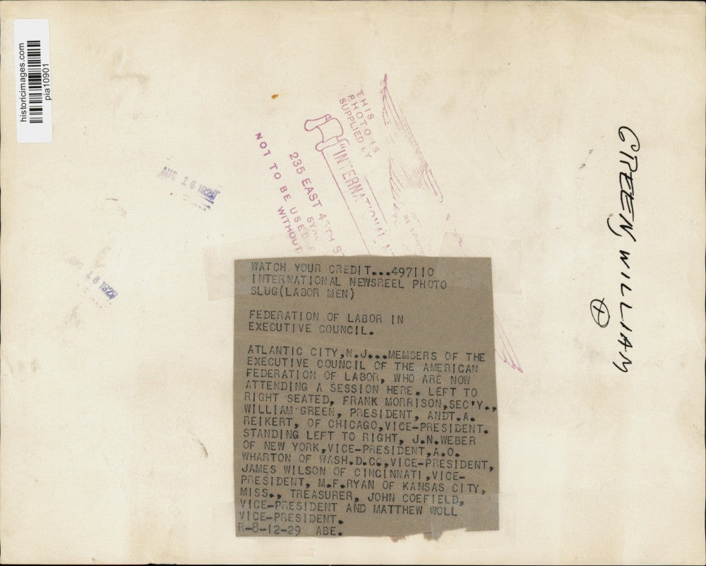 1929 Press Photo American Federation of Labor's Executive Council members in NJ