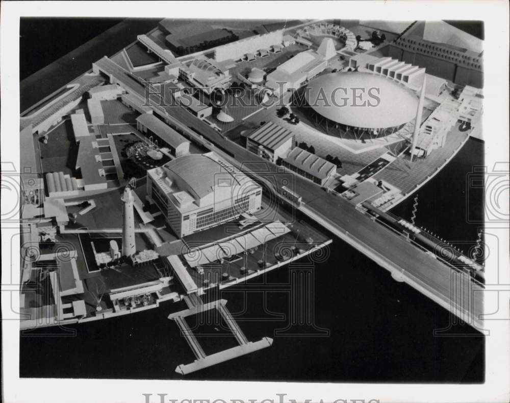 1951 Press Photo South Bank exhibition site model for Festival of Britain