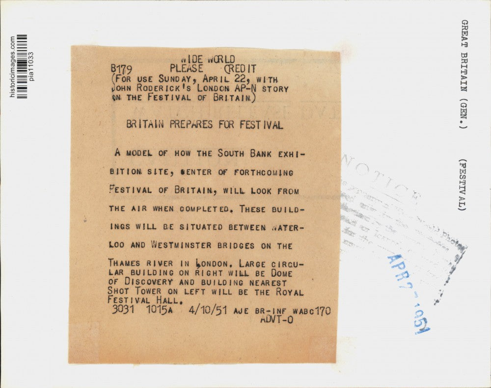 1951 Press Photo South Bank exhibition site model for Festival of Britain