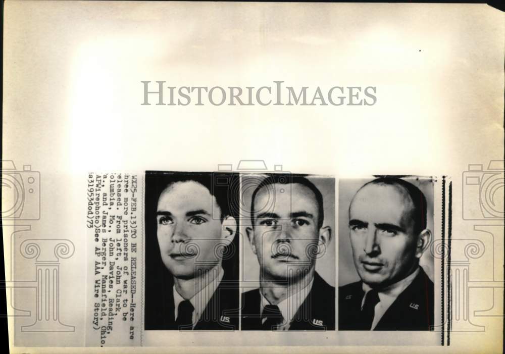 1973 Press Photo John Clark, John Davies & James Berger, Prisoners of war