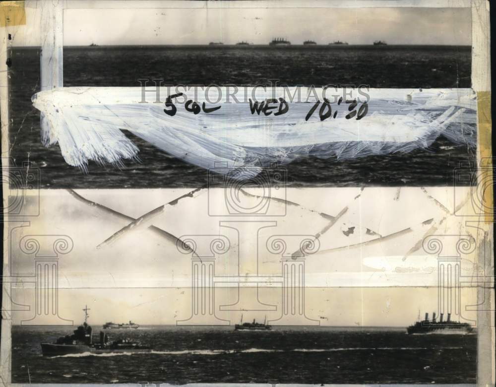 1942 Press Photo American ships convoy somewhere in Pacific, World War II- Historic Images