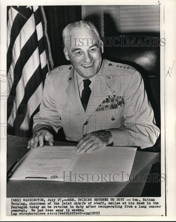 1959 Press Photo General Nathan Twining. Chairman of the Joint Chiefs ...