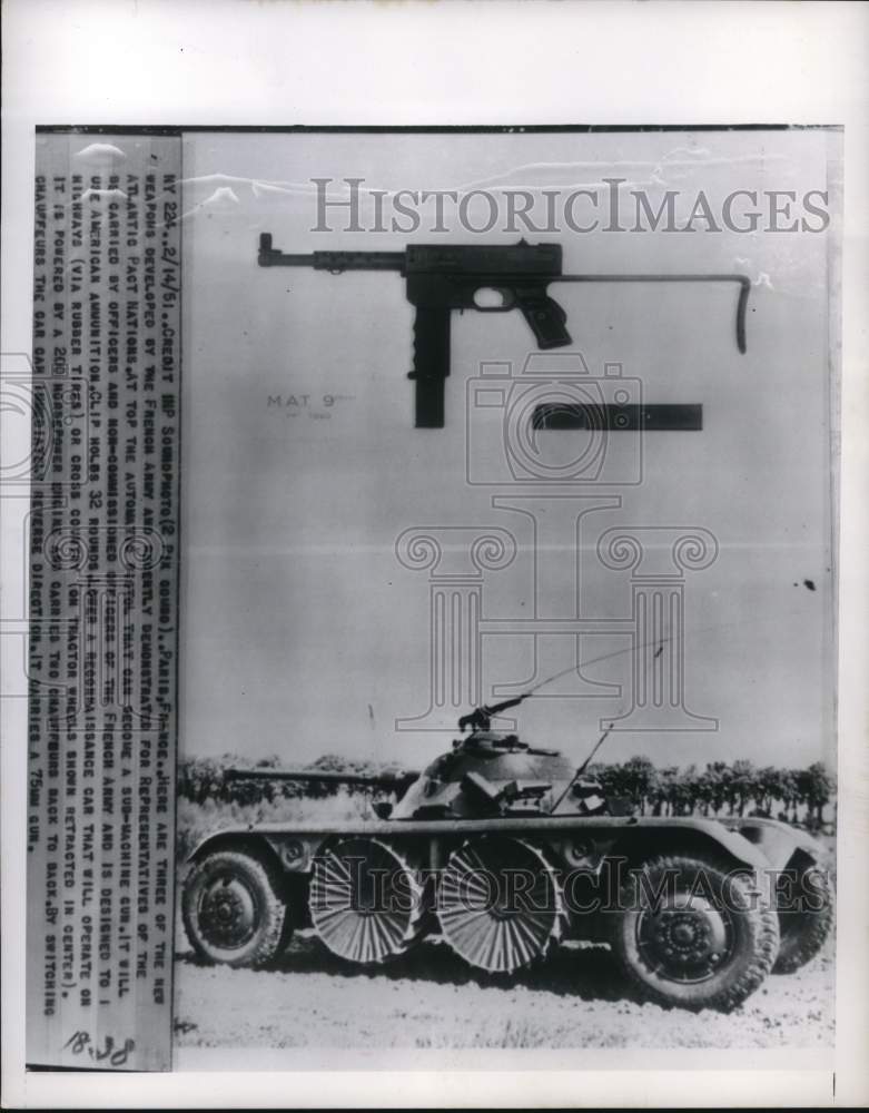 1951 Press Photo Weapons developed by the French Army exhibited in Paris- Historic Images