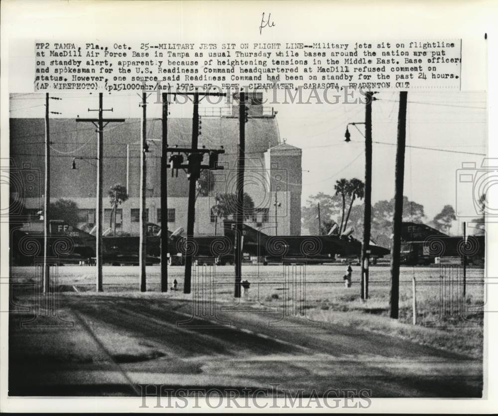 1973 Press Photo Military jets on runway at MacDill US Air Force base in Florida