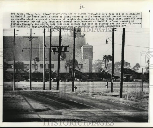 1973 Press Photo Military jets on runway at MacDill US Air Force base in Florida