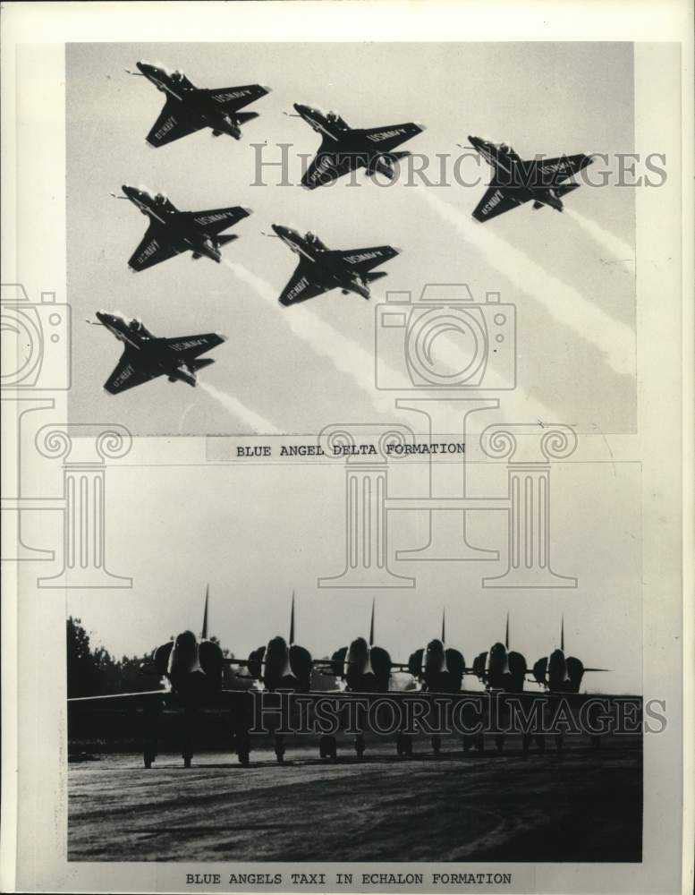 1975 Press Photo US Navy Blue Angels demonstrate Delta & Echalon formations- Historic Images