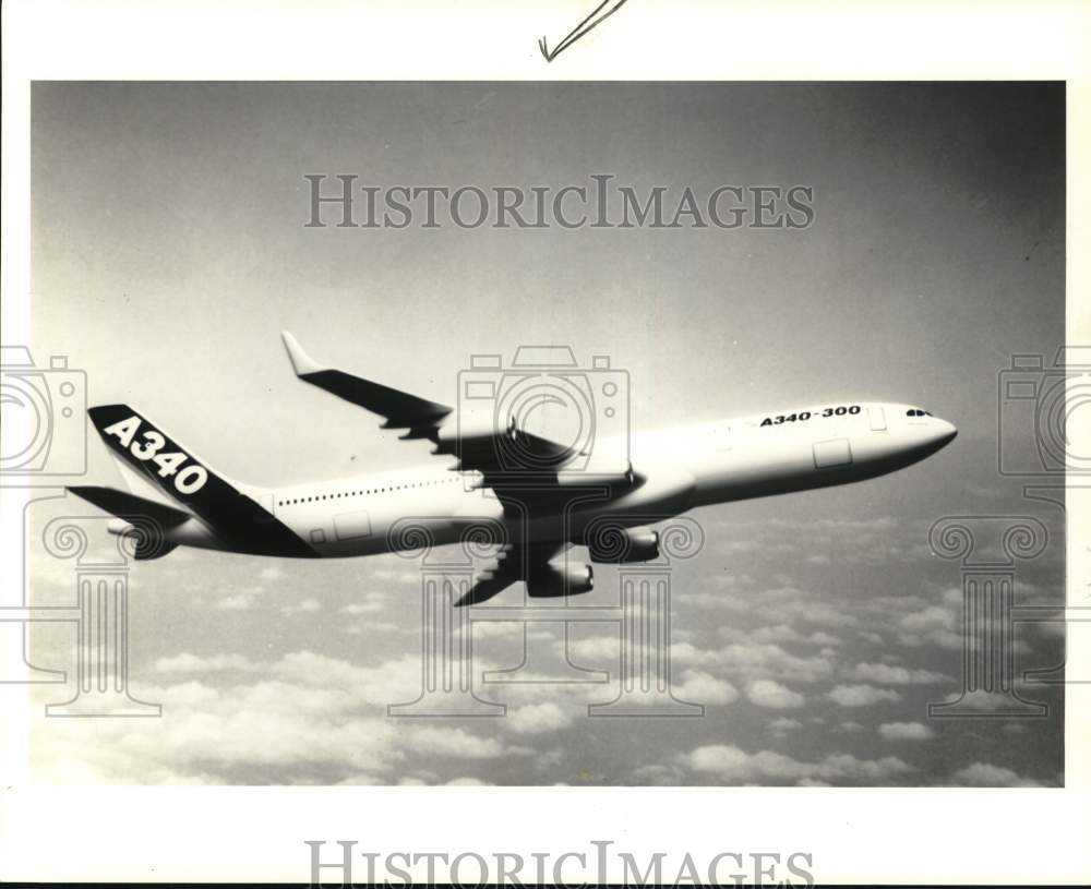 1987 Press Photo Airbus Industrie&#39;s &quot;A340-300&quot; plane during flight - pim08843- Historic Images