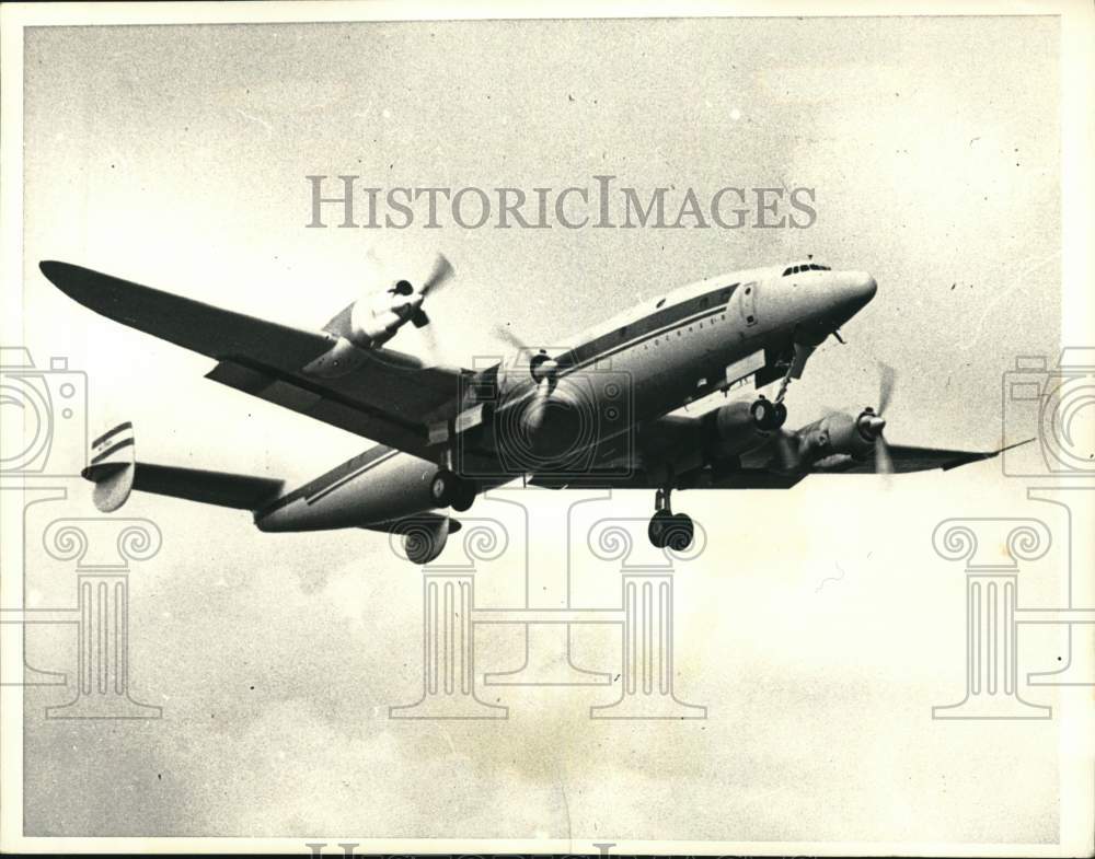 1957 Press Photo Lockheed &quot;Old 1961&quot; laboratory plane&#39;s first flight over CA- Historic Images