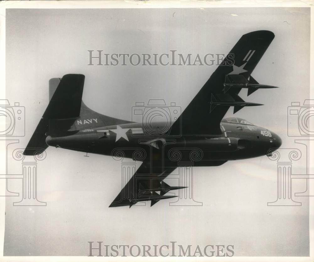 1958 Press Photo US Navy's Douglas F3D "Skynight" plane in flight - pim09627