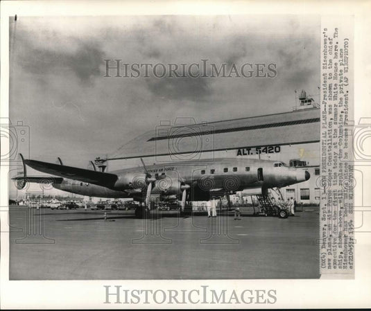 1954 Press Photo Air Force "Super Constellation" Presidential Plane in Colorado- Historic Images