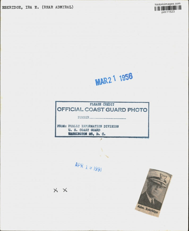 Load image into Gallery viewer, 1956 Press Photo Rear Admiral Ira E. Eskridge - pim11523
