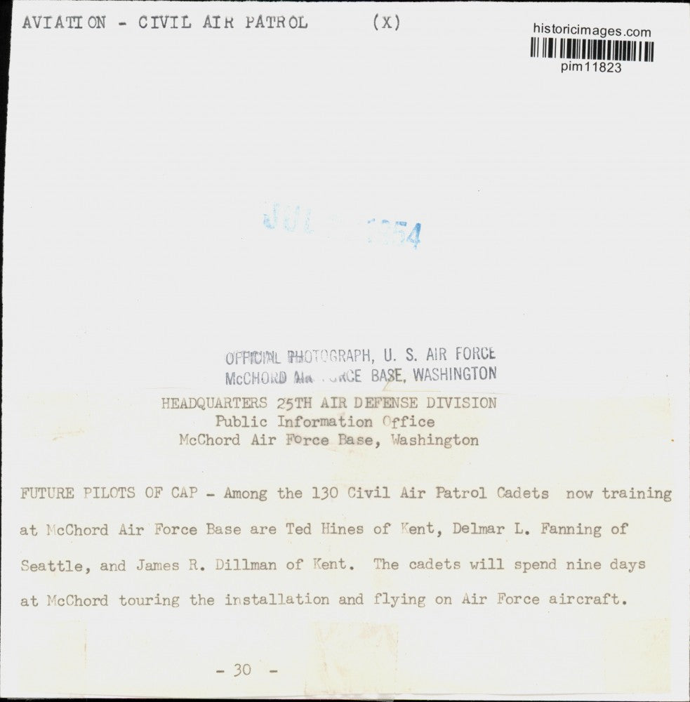 1954 Press Photo Civil Air Patrol Cadets Training at McChord Air Force Base