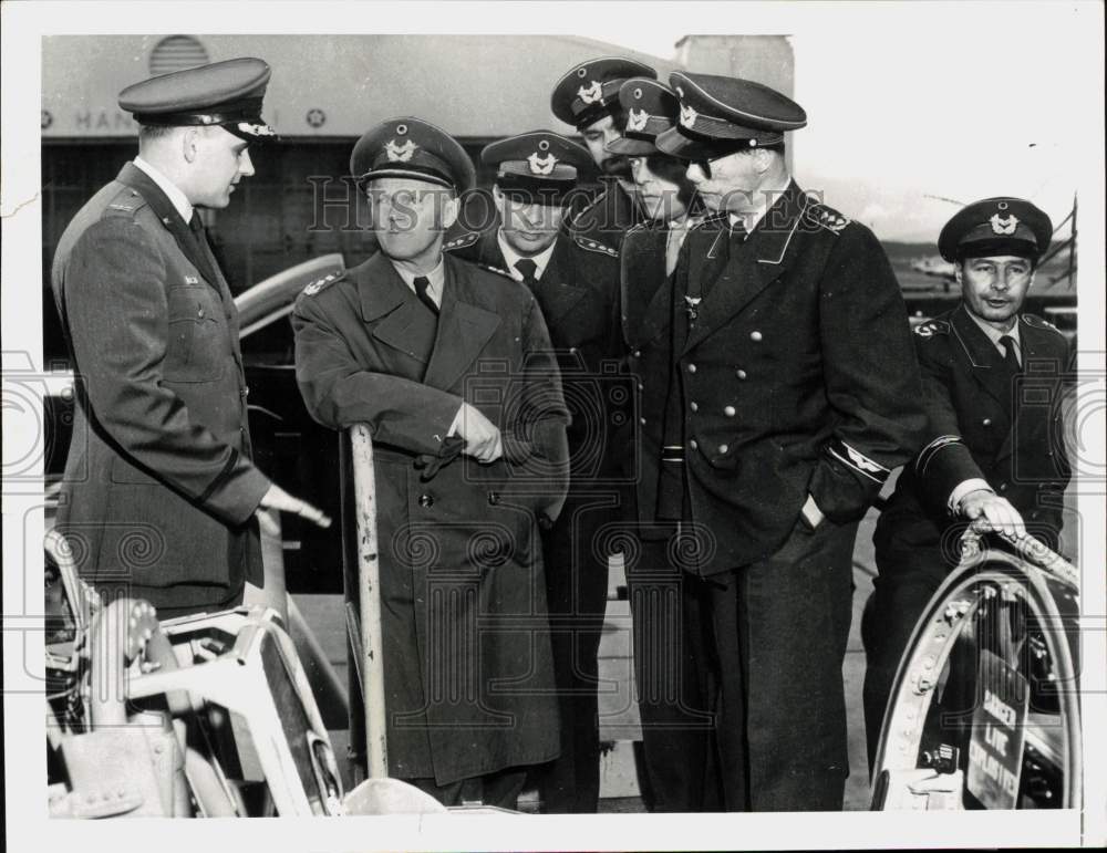 1957 Press Photo German Air Force Officers Visit California Air Force Base